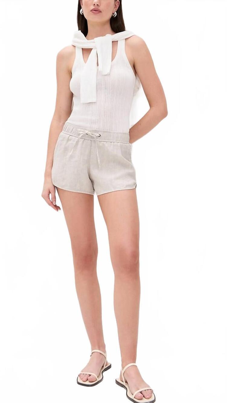 NEW JAMES PERSE lightweight linen dolphin shorts in salt pigment
